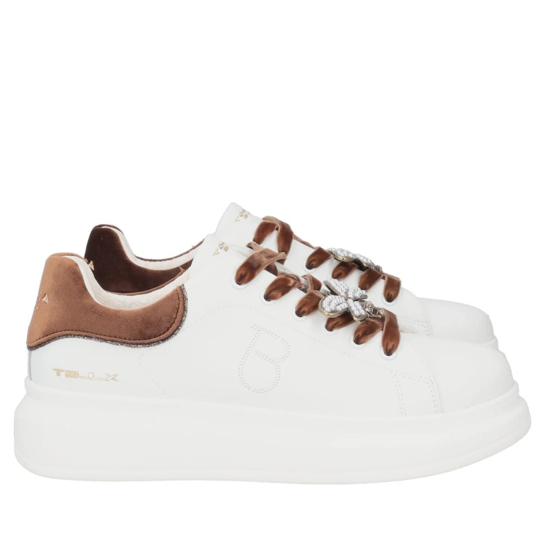 Tosca Blu Chic S002 Sneakers con Ape Gioiello Donna Bianco/Cuoio