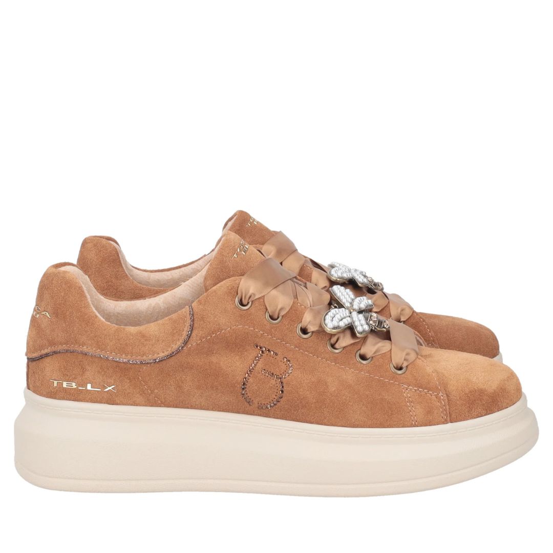 Tosca Blu Chic S003 Sneakers in Pelle Scamosciata con Ape Gioiello Donna Cuoio