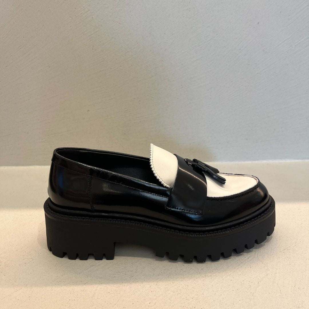VSL Mocassino in Pelle Nero/Bianco