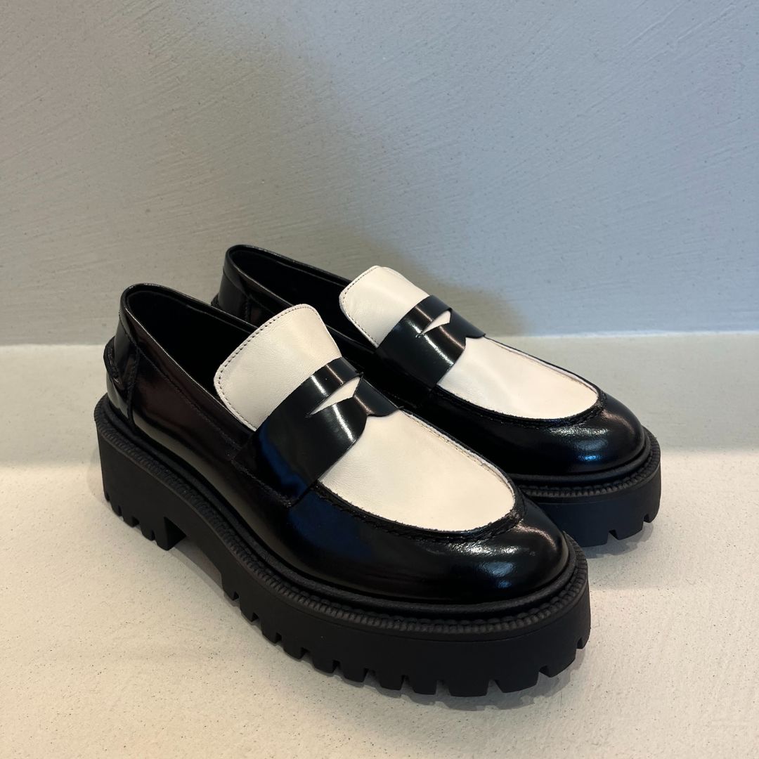 VSL Mocassino in Pelle Nero/Bianco